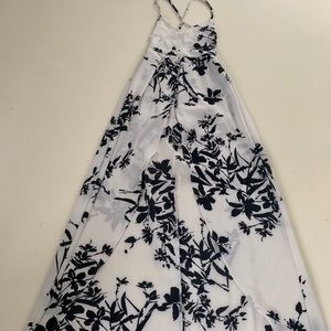 Formal romper with long skirt and lace up back